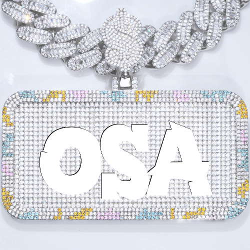 CUSTOM LETTER NECKLACE 3D COLORFUL SQUARE
