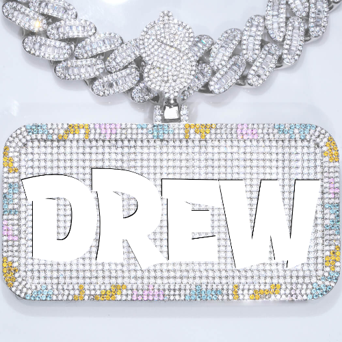 CUSTOM LETTER NECKLACE 3D COLORFUL SQUARE