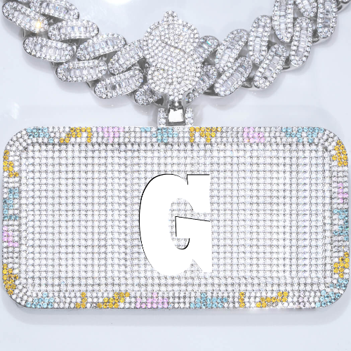 CUSTOM LETTER NECKLACE 3D COLORFUL SQUARE