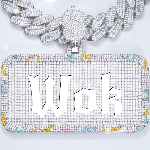 CUSTOM LETTER NECKLACE 3D COLORFUL SQUARE