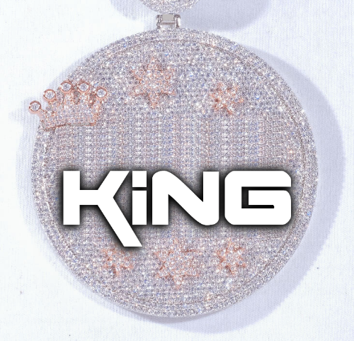 CUSTOM LETTER NECKLACE 3D BIG CROWN DISC