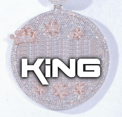 CUSTOM LETTER NECKLACE 3D BIG CROWN DISC