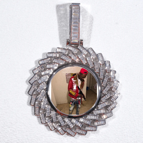 Large 3D Baguette Custom Picture Pendant