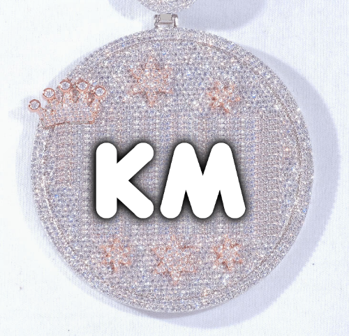 CUSTOM LETTER NECKLACE 3D BIG CROWN DISC