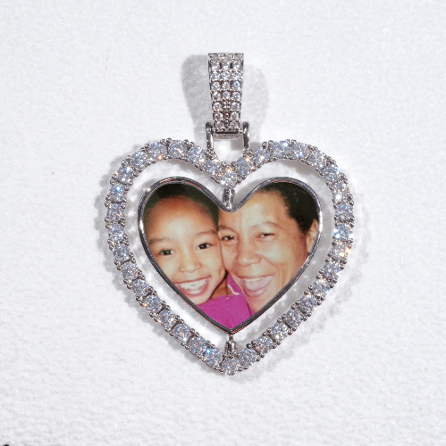 3D Spinning 2-Faced Heart Custom Picture Pendant