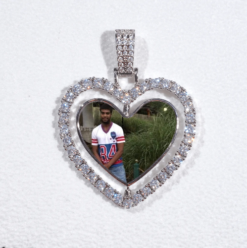 3D Spinning 2-Faced Heart Custom Picture Pendant
