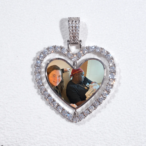 3D Spinning 2-Faced Heart Custom Picture Pendant