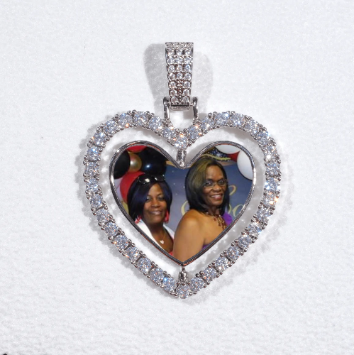3D Spinning 2-Faced Heart Custom Picture Pendant