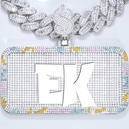CUSTOM LETTER NECKLACE 3D COLORFUL SQUARE