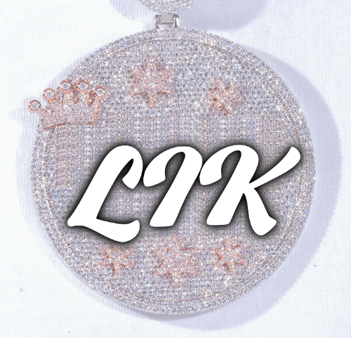 CUSTOM LETTER NECKLACE 3D BIG CROWN DISC
