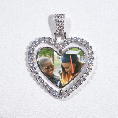 3D Spinning 2-Faced Heart Custom Picture Pendant
