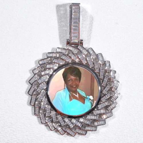 Large 3D Baguette Custom Picture Pendant