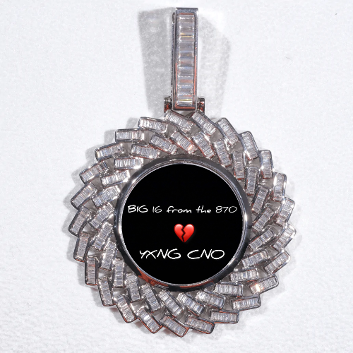 Large 3D Baguette Custom Picture Pendant