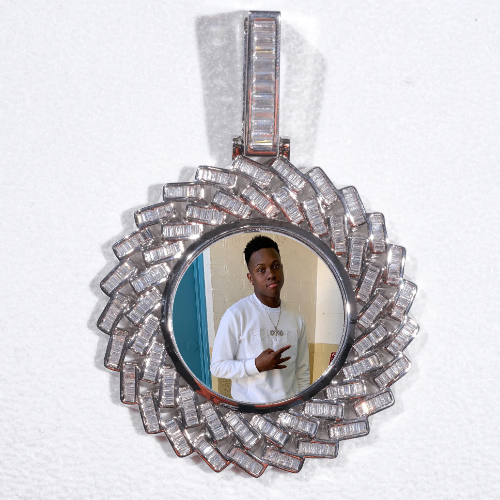 Large 3D Baguette Custom Picture Pendant