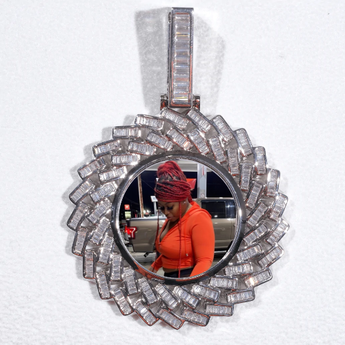 Large 3D Baguette Custom Picture Pendant