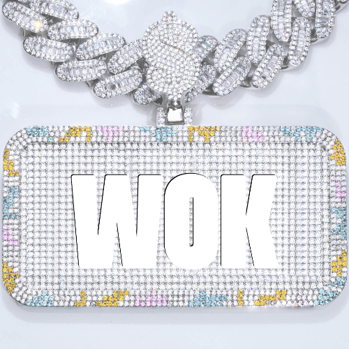 CUSTOM LETTER NECKLACE 3D COLORFUL SQUARE