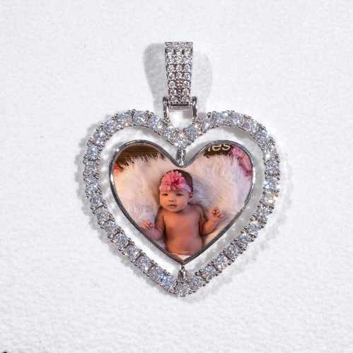 3D Spinning 2-Faced Heart Custom Picture Pendant