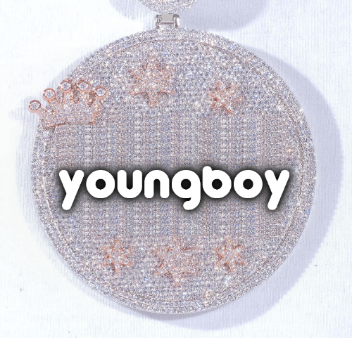 CUSTOM LETTER NECKLACE 3D BIG CROWN DISC