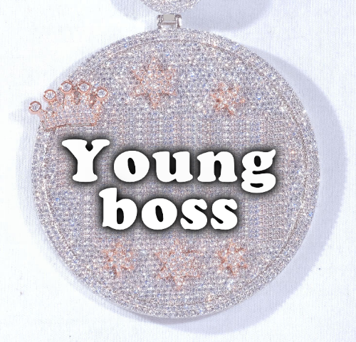 CUSTOM LETTER NECKLACE 3D BIG CROWN DISC