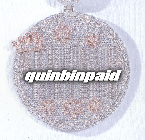 CUSTOM LETTER NECKLACE 3D BIG CROWN DISC