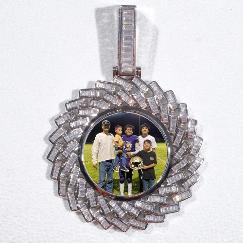 Large 3D Baguette Custom Picture Pendant