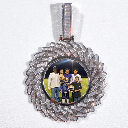 Large 3D Baguette Custom Picture Pendant