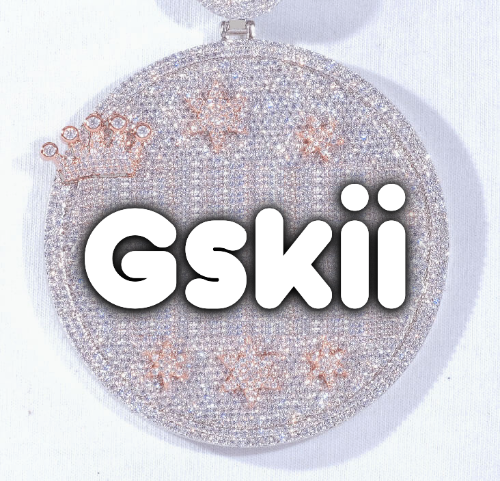 CUSTOM LETTER NECKLACE 3D BIG CROWN DISC