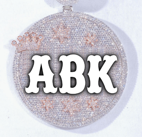 CUSTOM LETTER NECKLACE 3D BIG CROWN DISC