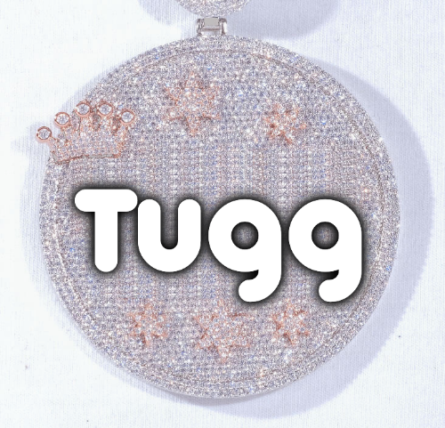 CUSTOM LETTER NECKLACE 3D BIG CROWN DISC