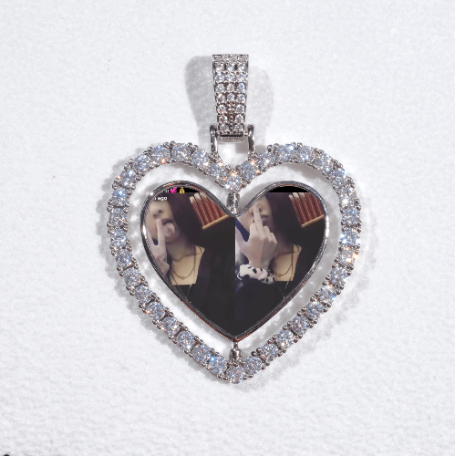 3D Spinning 2-Faced Heart Custom Picture Pendant
