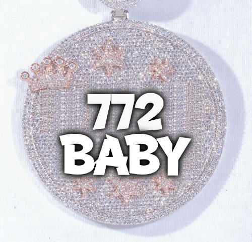 CUSTOM LETTER NECKLACE 3D BIG CROWN DISC