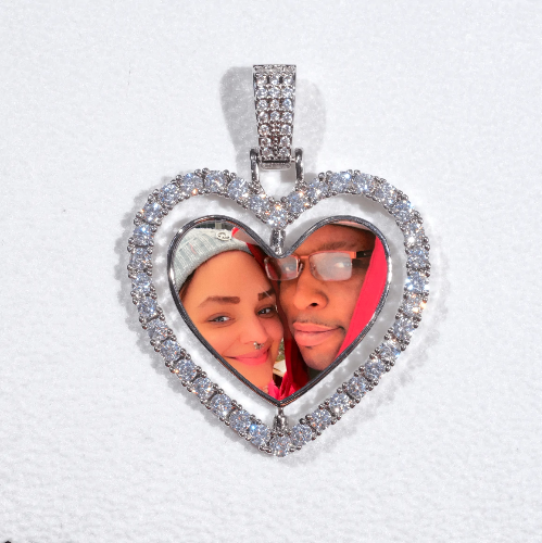 3D Spinning 2-Faced Heart Custom Picture Pendant