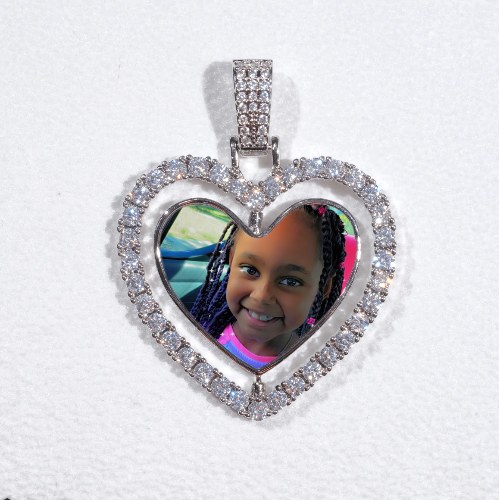 3D Spinning 2-Faced Heart Custom Picture Pendant