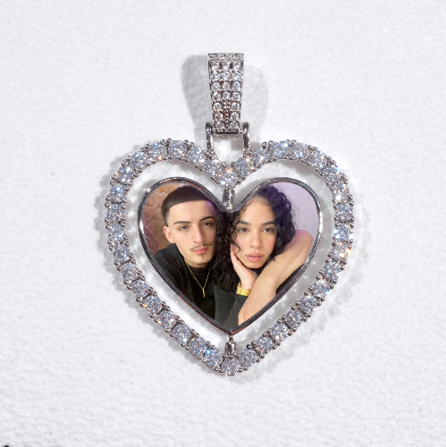 3D Spinning 2-Faced Heart Custom Picture Pendant