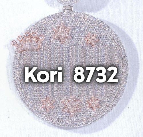 CUSTOM LETTER NECKLACE 3D BIG CROWN DISC