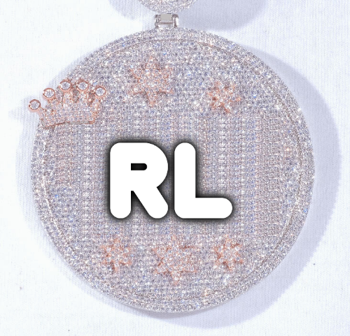 CUSTOM LETTER NECKLACE 3D BIG CROWN DISC