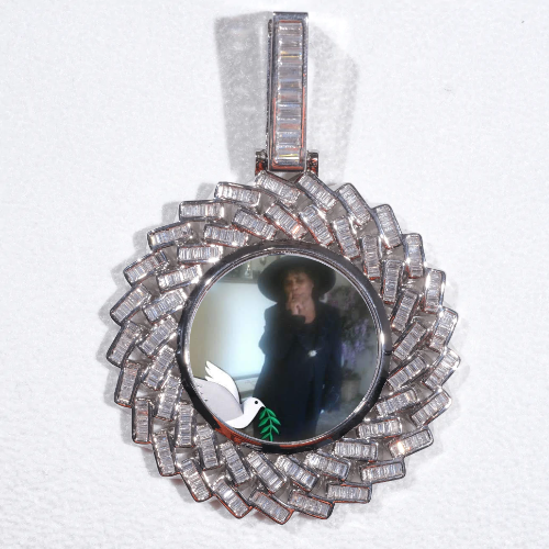 Large 3D Baguette Custom Picture Pendant