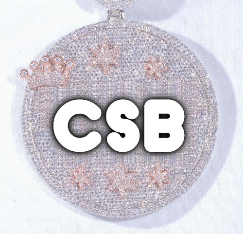 CUSTOM LETTER NECKLACE 3D BIG CROWN DISC