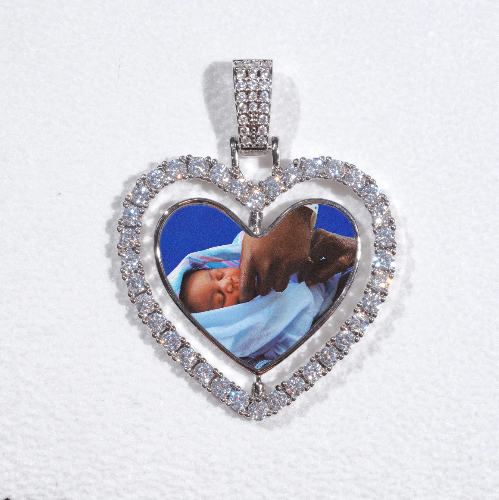 3D Spinning 2-Faced Heart Custom Picture Pendant