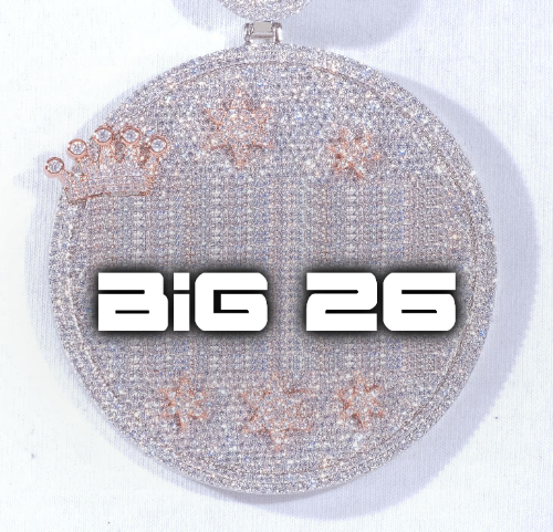 CUSTOM LETTER NECKLACE 3D BIG CROWN DISC