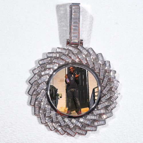 Large 3D Baguette Custom Picture Pendant