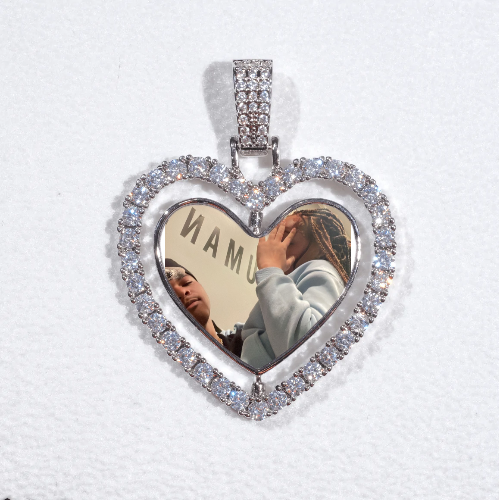 3D Spinning 2-Faced Heart Custom Picture Pendant