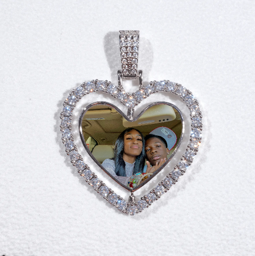 3D Spinning 2-Faced Heart Custom Picture Pendant