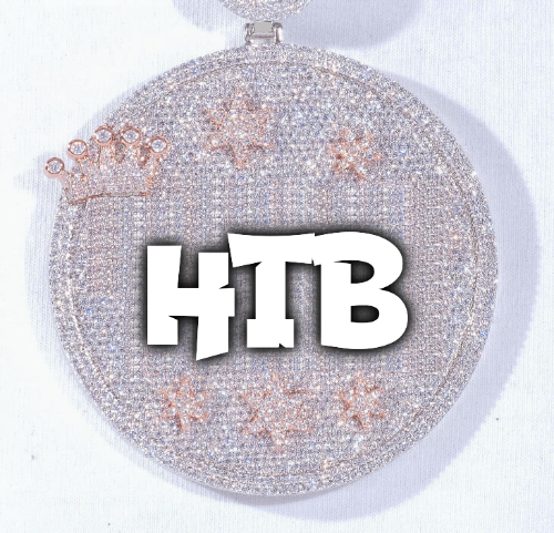 CUSTOM LETTER NECKLACE 3D BIG CROWN DISC