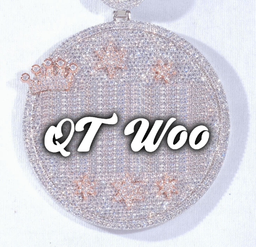 CUSTOM LETTER NECKLACE 3D BIG CROWN DISC