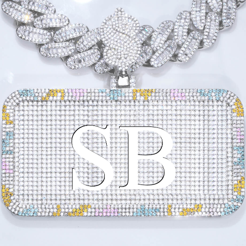 CUSTOM LETTER NECKLACE 3D COLORFUL SQUARE