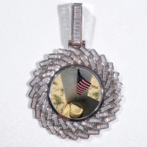 Large 3D Baguette Custom Picture Pendant