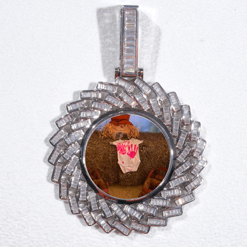 Large 3D Baguette Custom Picture Pendant