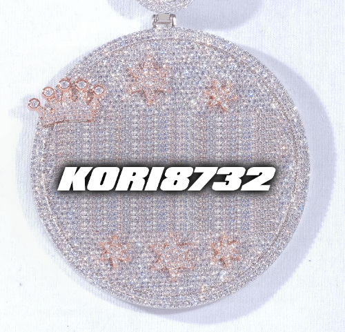 CUSTOM LETTER NECKLACE 3D BIG CROWN DISC