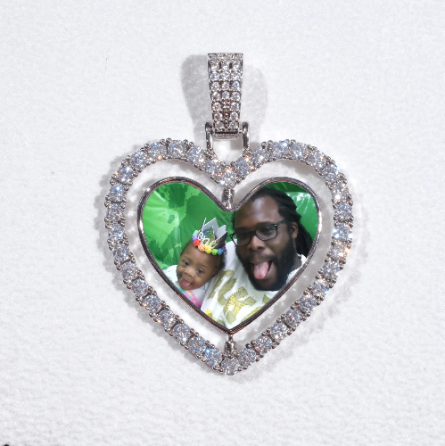 3D Spinning 2-Faced Heart Custom Picture Pendant